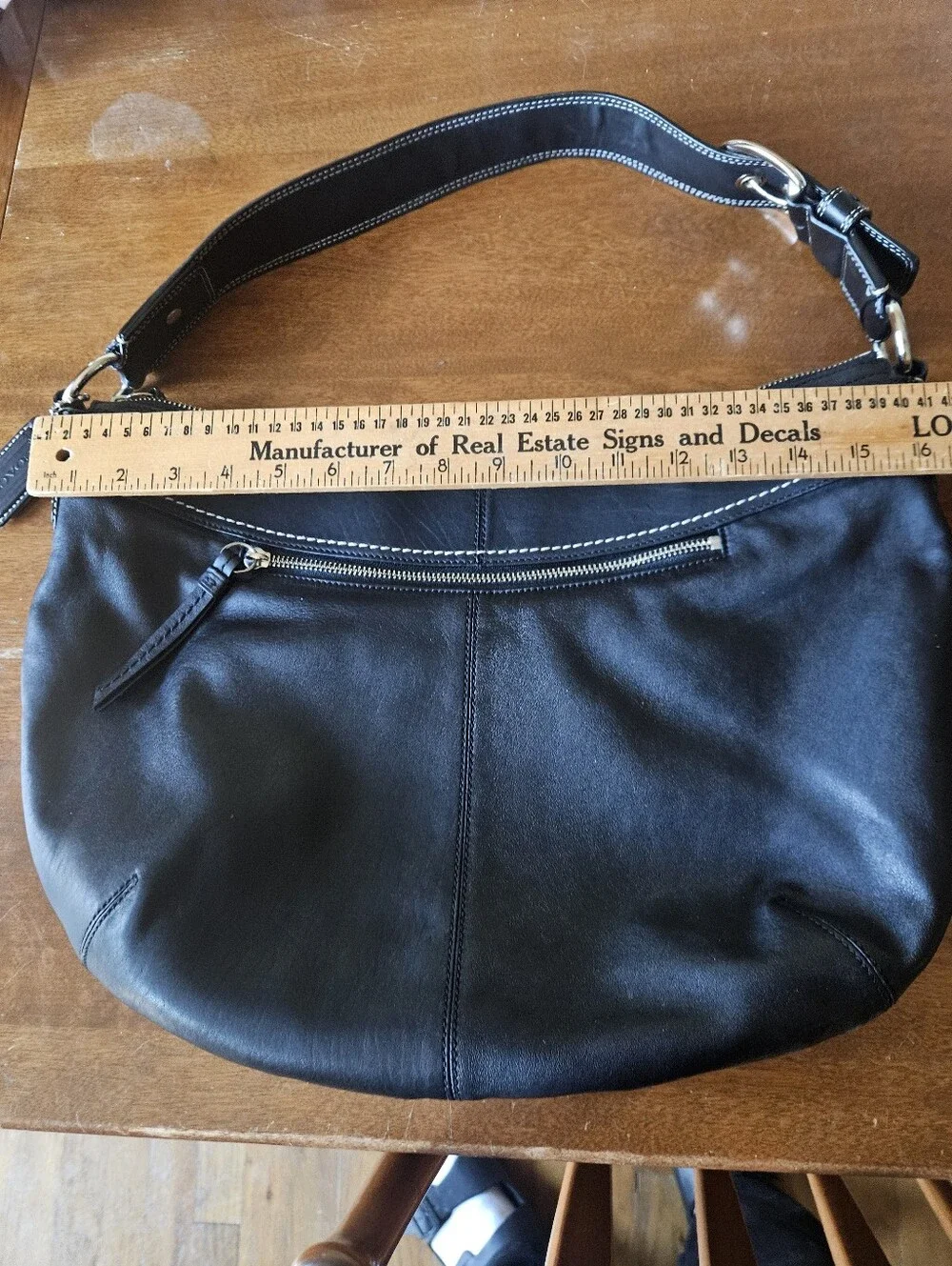 Coach Soho Black Leather Hobo Shoulder Bag with Silver Hardware